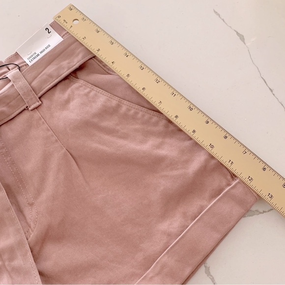Express Dusty Rose Pink Tie-Front Paperbag Waist Super High Waisted Shorts - Picture 8 of 12